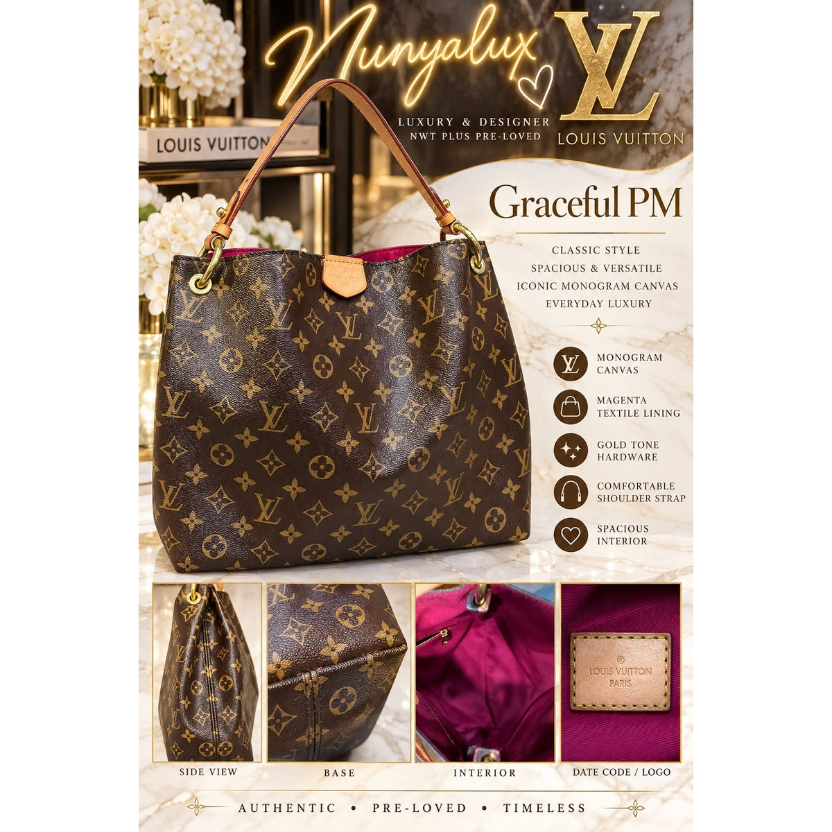 Louis Vuitton Graceful EUC With COA