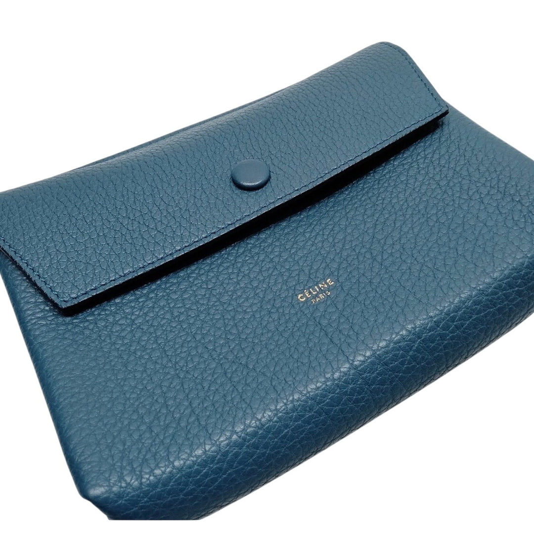 Celine Blue Grainy Leather Tie Knot Top Handle EUC