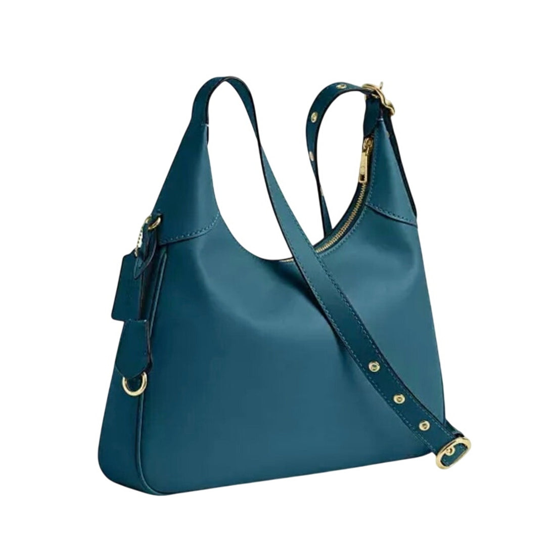 Coach Ella Shoulder Bag Teal W Gold Hardware NWT