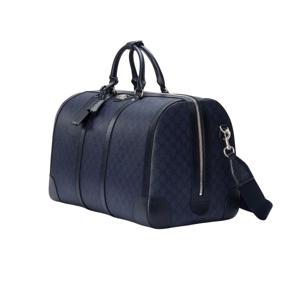GUCCI Ophidia Large $2980 Blue/Black GG Duffle Bag New And Authentic
