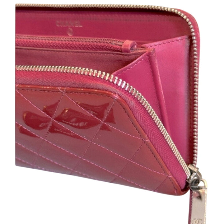 Chanel Patent Calf Skin Zip Around Wallet