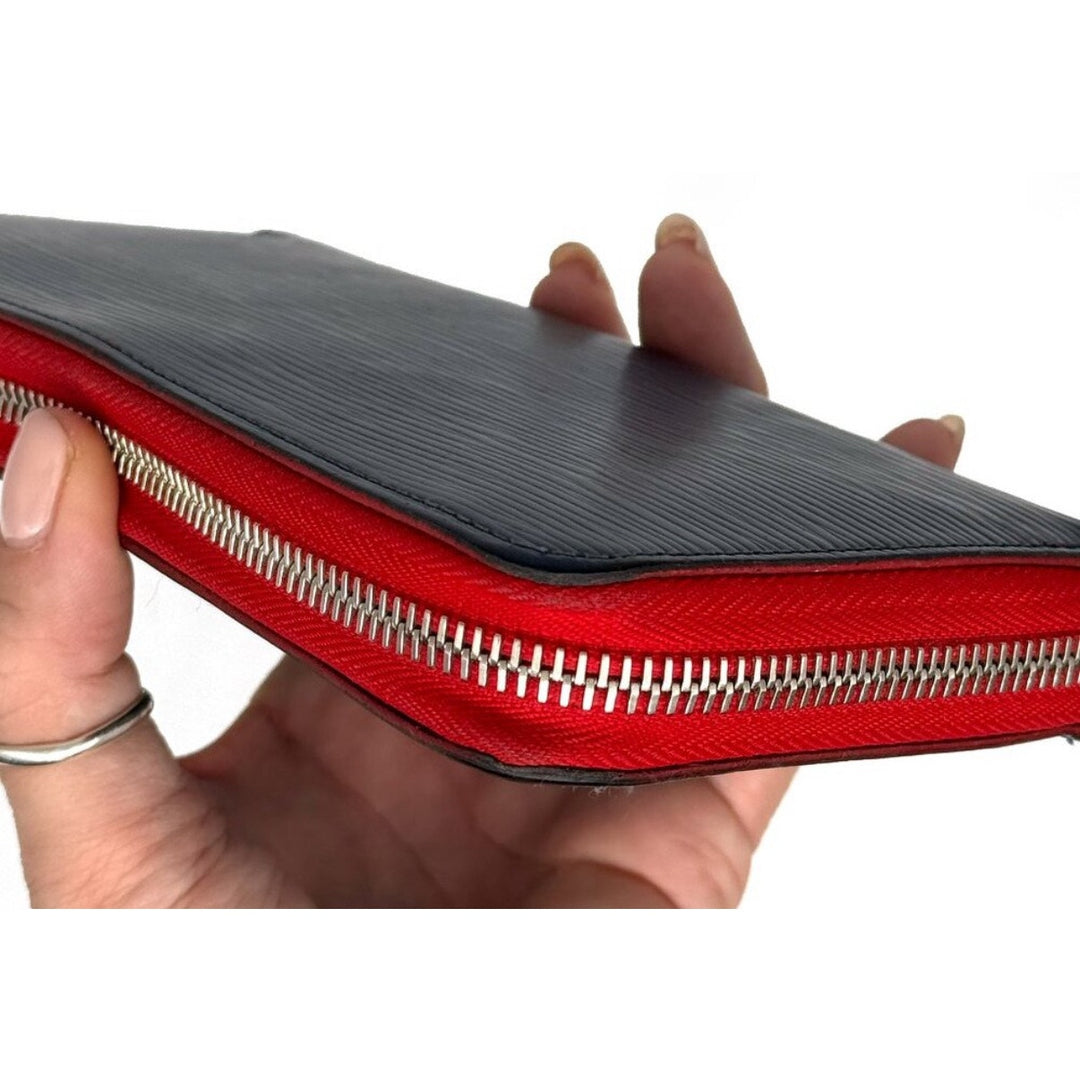 Louis Vuitton Blue & Red Epi Wallet Silver Hardware EUC
