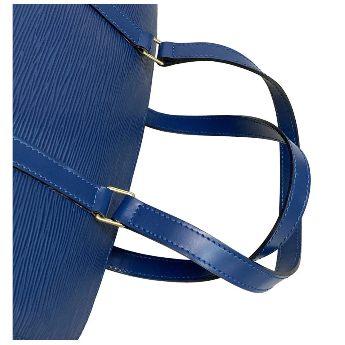 LOUIS VUITTON Soufflot Toledo Blue Epi Handbag W Pouch EUC