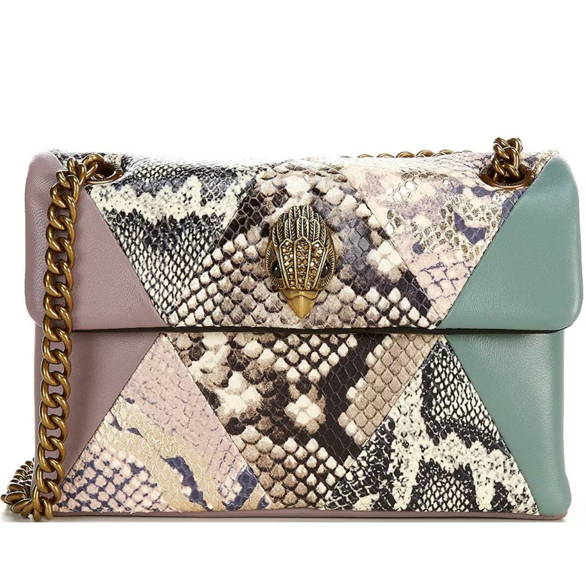 Kurt Geiger London, the Leather Mini Kensington Multi Print Chain Strap Crossbody