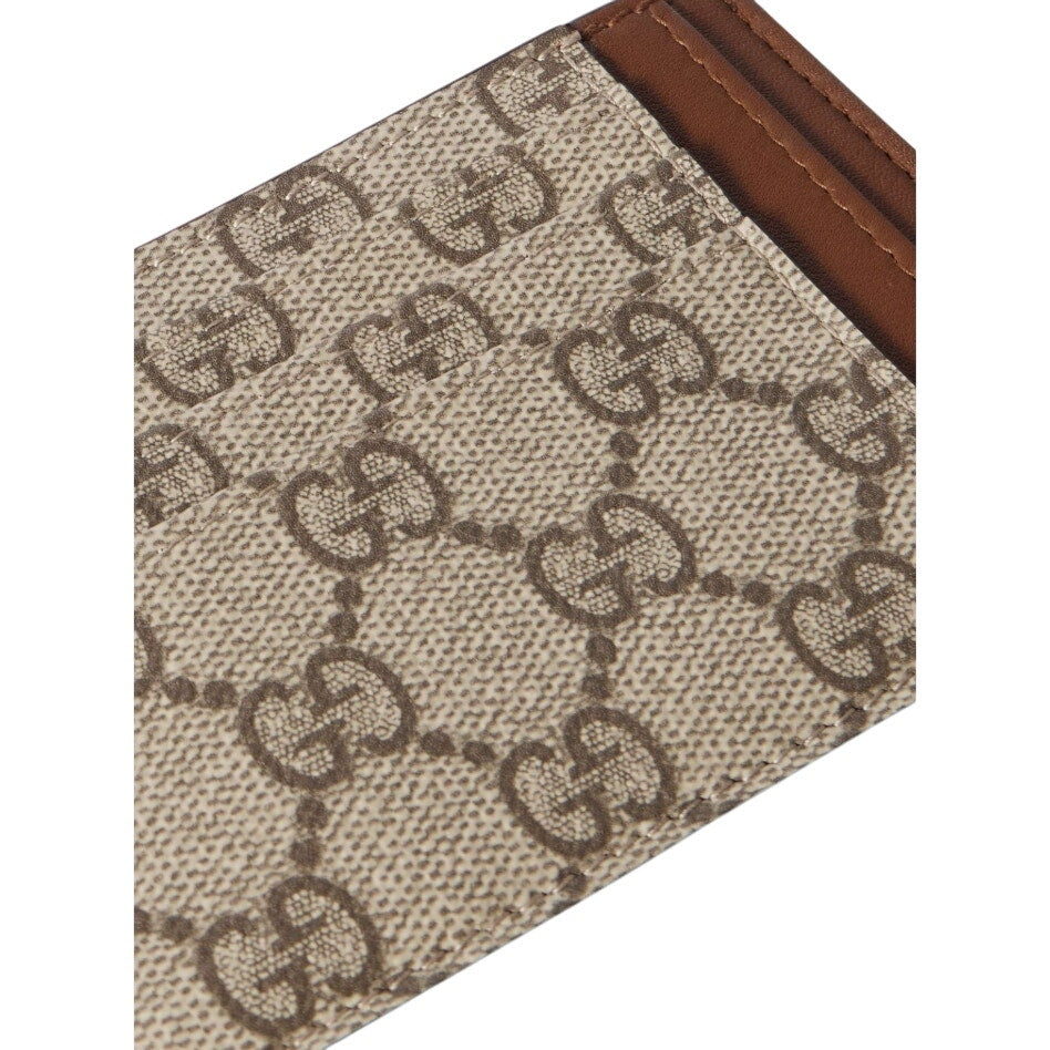 GUCCI Leather-Trimmed Monogrammed Coated-Canvas Cardholder Resort Collection NWB