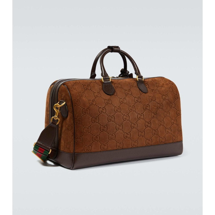 GUCCI LIMITED EDITION Gucci GG Suede Duffle Bag brown 19.7"W x 12.6"H x 10.6"D