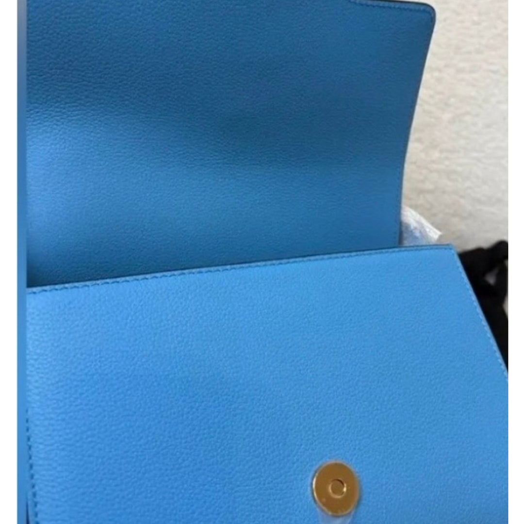 NWT Versace La Medusa Blue Leather Shoulder Crossbody Bag Purse MSRP $1100