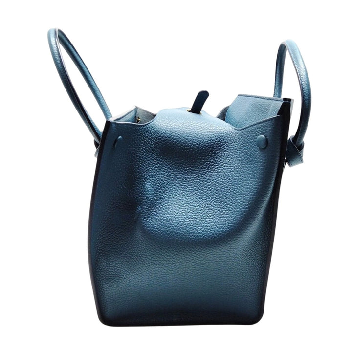 Celine Blue Grainy Leather Tie Knot Top Handle EUC