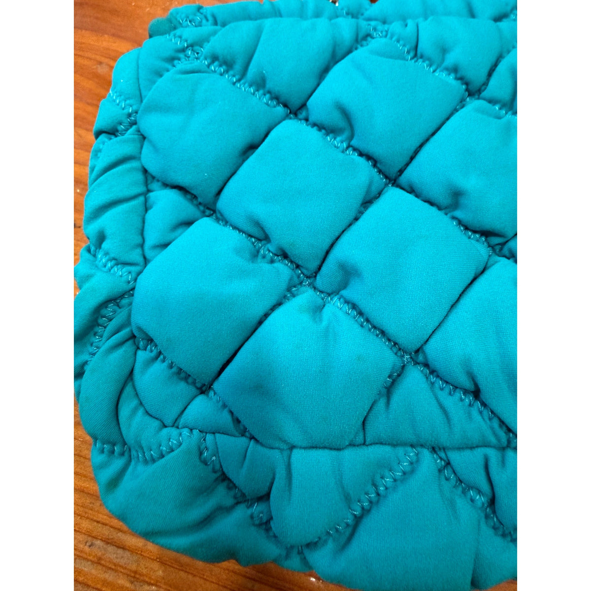 CHANEL BLUE TURQUOISE FABRIC SHOULDER FLAP BAG