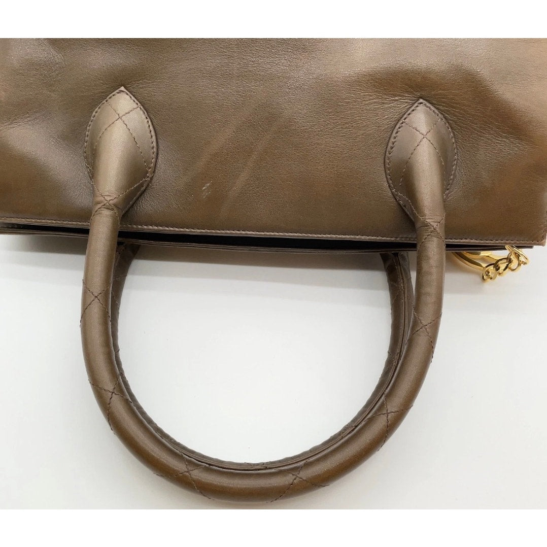 Chanel Vintage Lambskin 1980’s Matelasse Brown Handbag