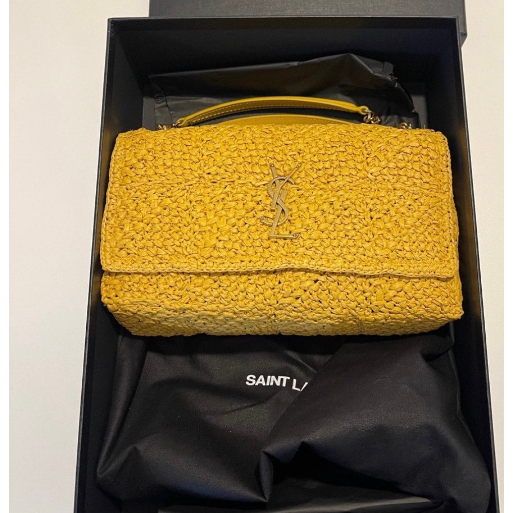 Yves Saint Laurent Yellow Raffia Medium Niki Bag NEW SOLD OUT STYLE NWB