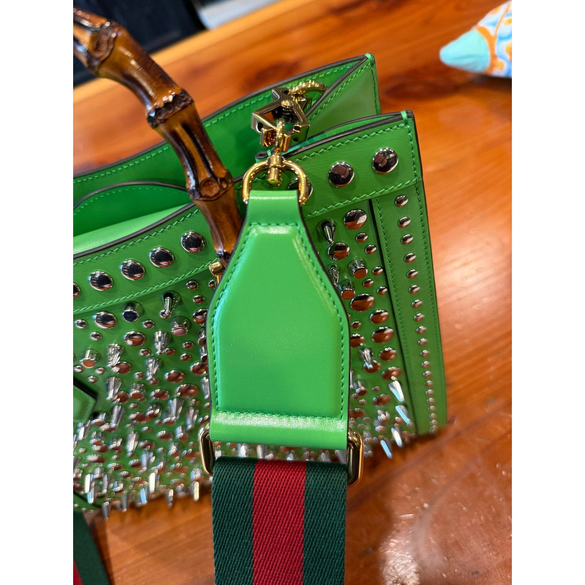 LIMITED EDITION GUCCI 2023 SPECIAL PROJECT GREEN SPIKED BAMBOO - NWT MSRP 9890