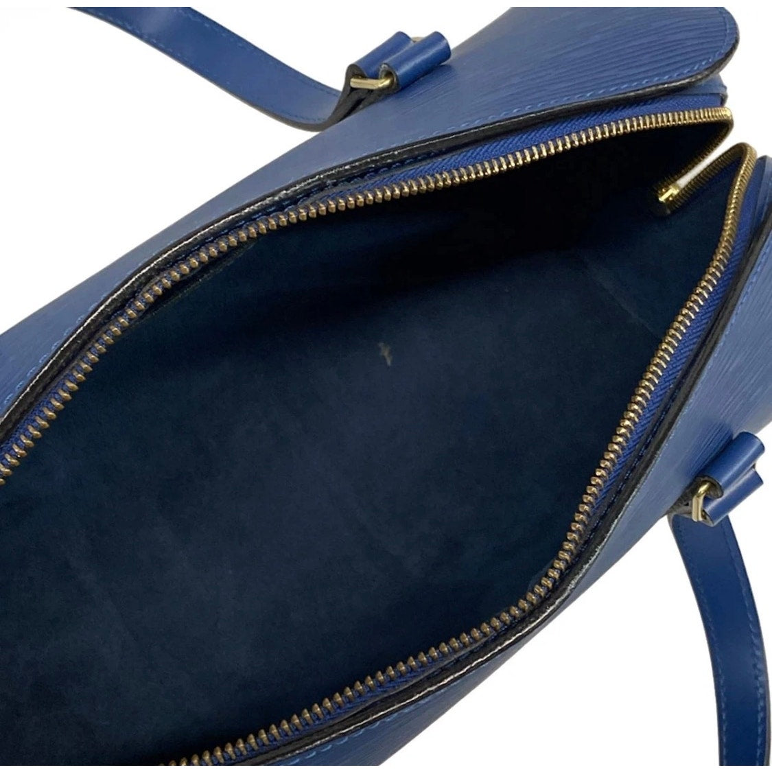 LOUIS VUITTON Soufflot Toledo Blue Epi Handbag W Pouch EUC