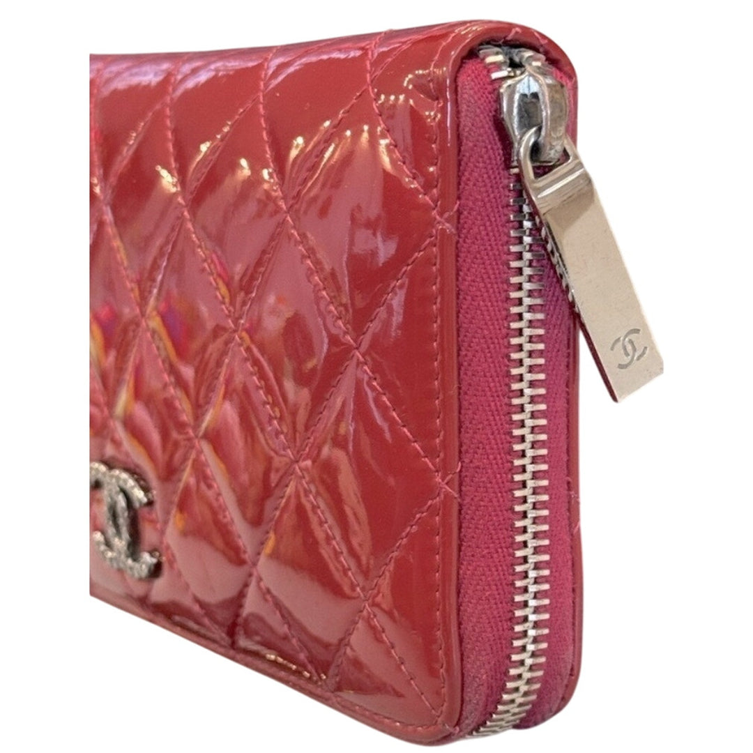 Chanel Patent Calf Skin Zip Around Wallet