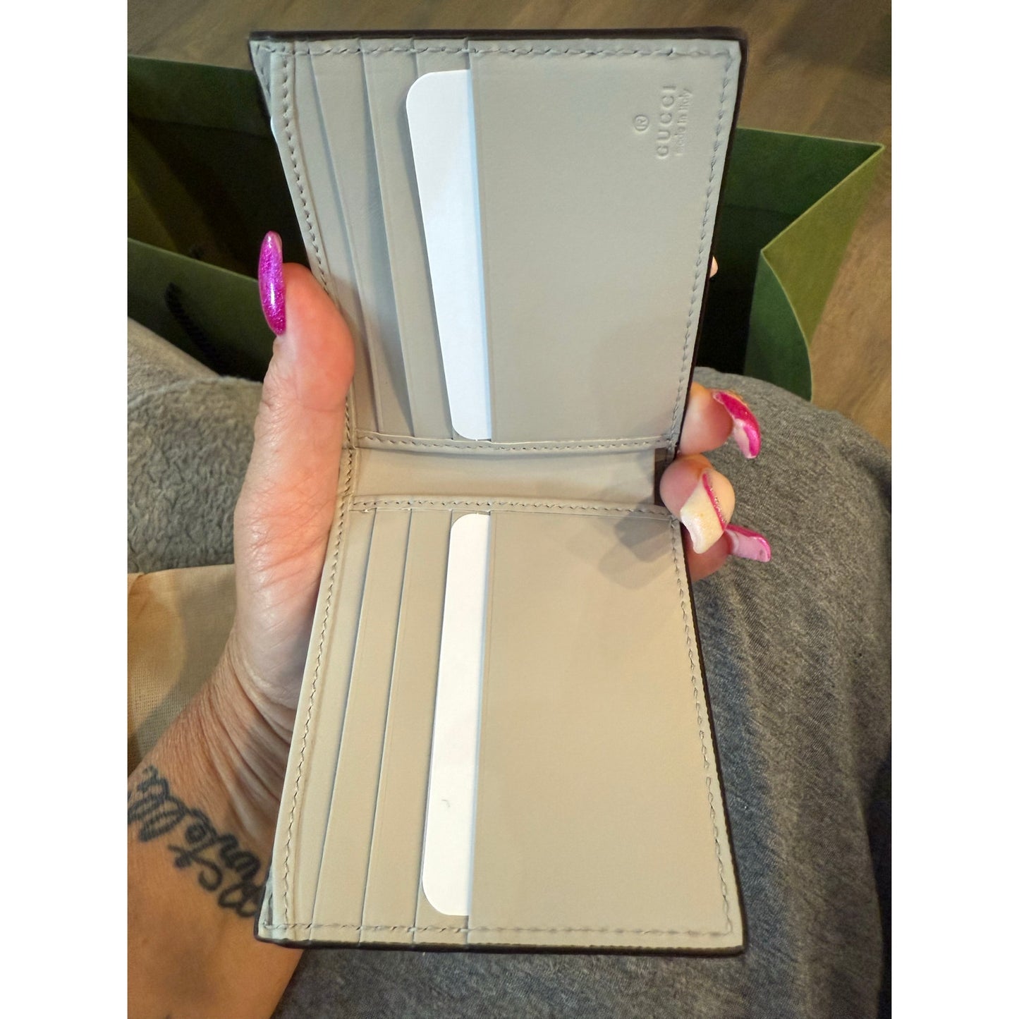Gucci Guccissima Chrome Mirror Effect Wallet NWB