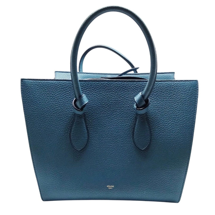 Celine Blue Grainy Leather Tie Knot Top Handle EUC