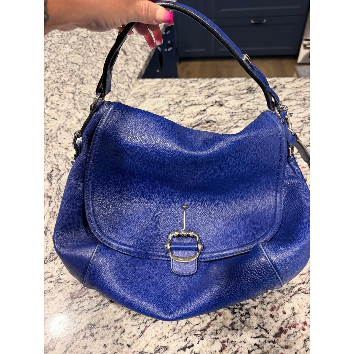 Gucci Techno Horsebit Hobo Blue EUC
