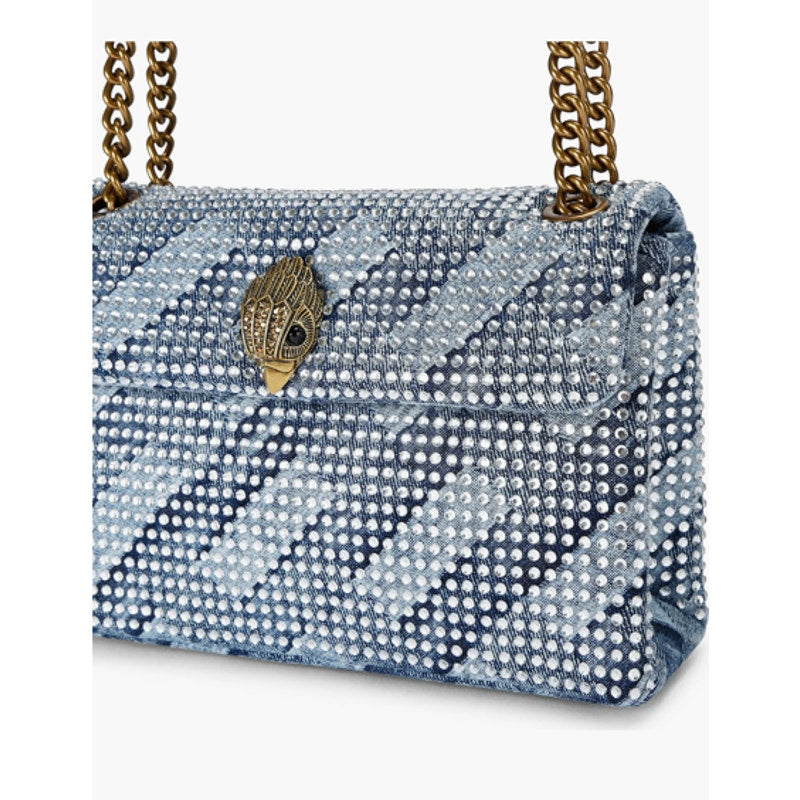 Kurt Geiger Medium Kensington Crystal Embellished Denim Shoulder Bag