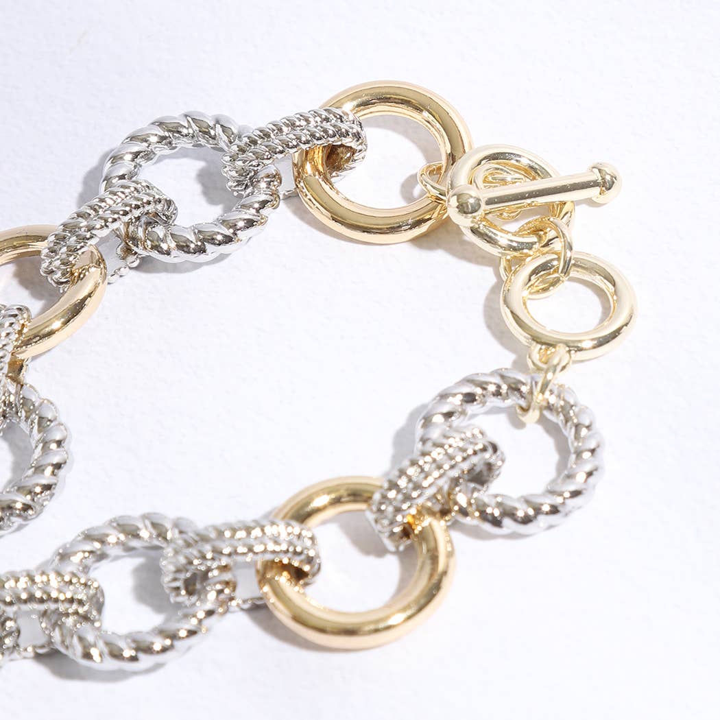 Pave Heart Charm Link Chain Bracelet