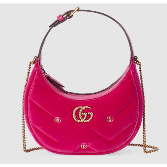 GUCCI Women's Blue Gg Marmont Half-Moon-Shaped Mini Bag Pink SOLD OUT STYLE