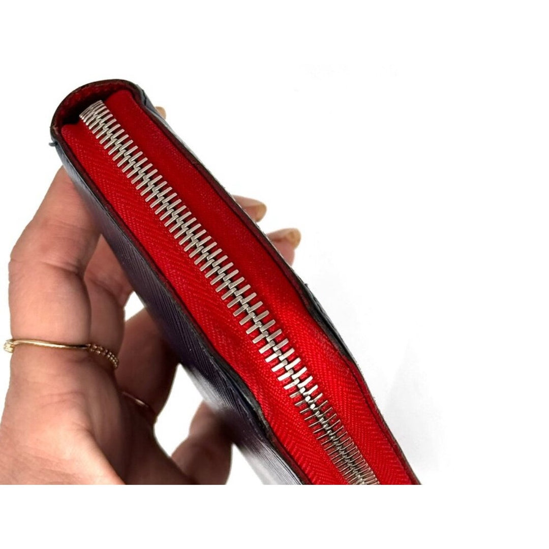 Louis Vuitton Blue & Red Epi Wallet Silver Hardware EUC