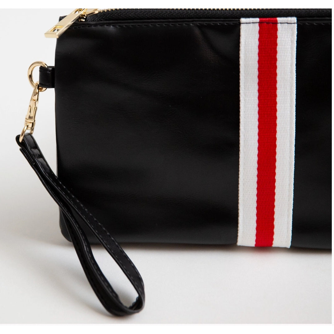 Preppy Stripe Zipper Clutch - Red/White