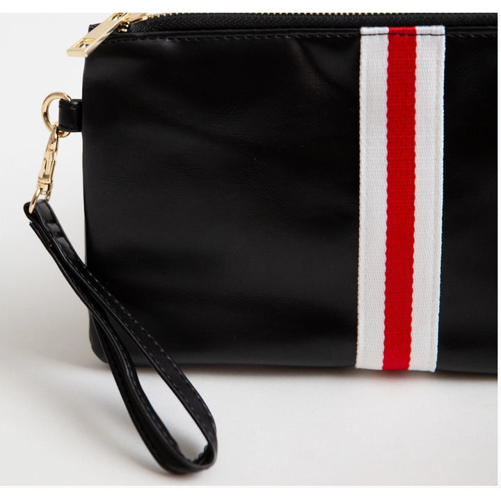 Preppy Stripe Zipper Clutch - Red/White