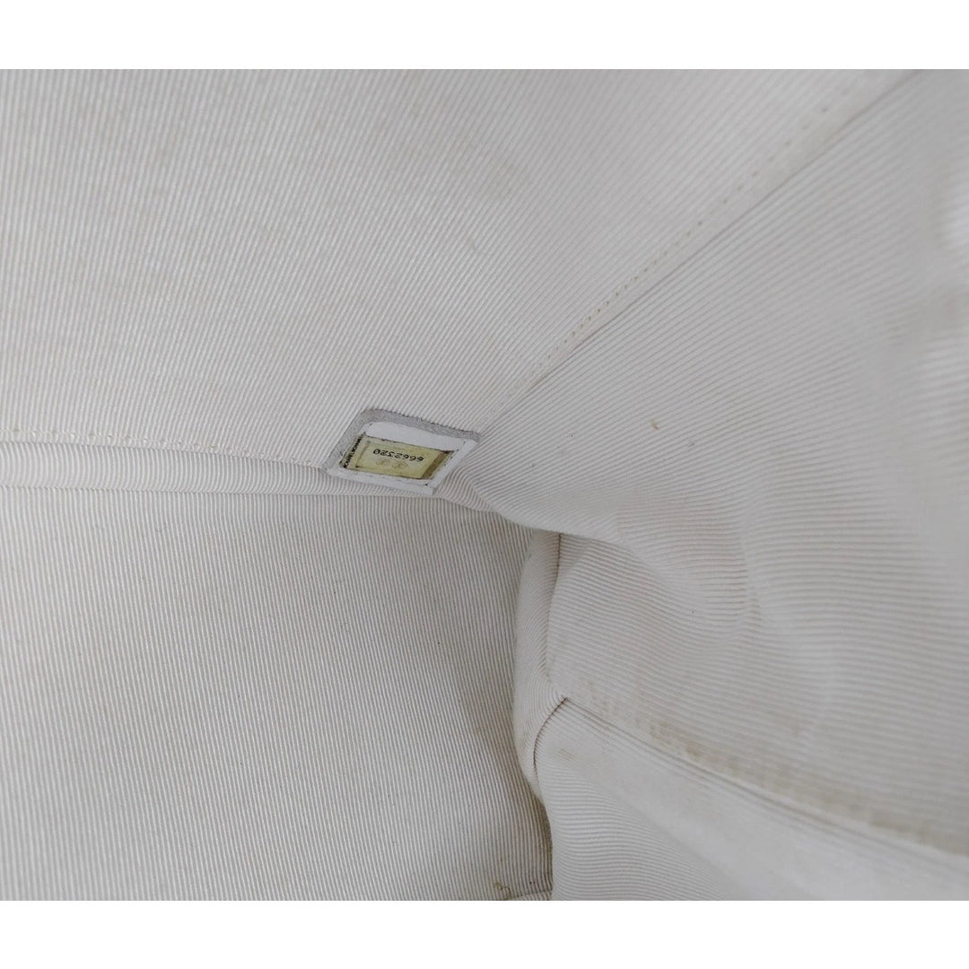 1861 Chanel White & Navy Blue Diamond Stitch Shoulder Tote EUC