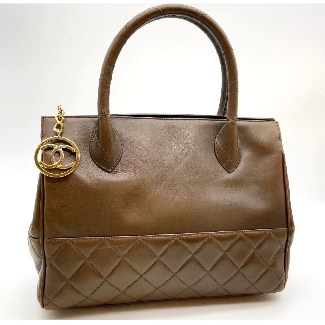 Chanel Vintage Lambskin 1980’s Matelasse Brown Handbag