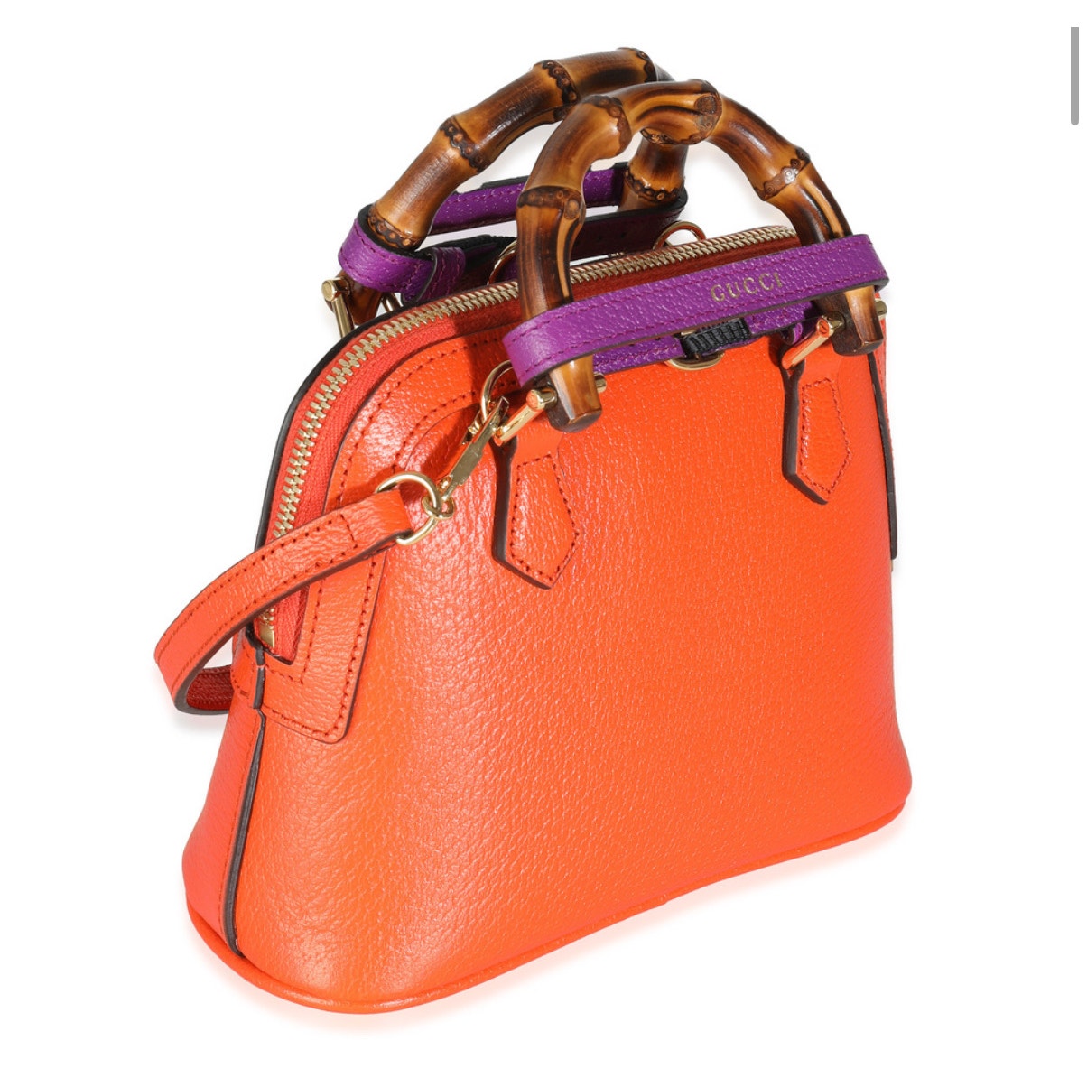 Gucci Orange Textured Dollar Calfskin Mini Diana Dome Tote SOLD OUT STYLE NWT