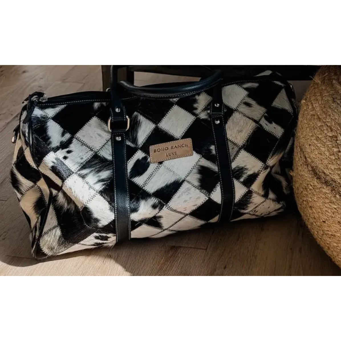 Boho Luxe Duffle Weekender Leather Hairon Cowhide Travel