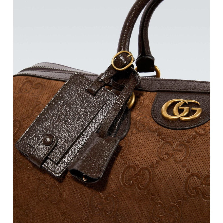GUCCI LIMITED EDITION Gucci GG Suede Duffle Bag brown 19.7"W x 12.6"H x 10.6"D