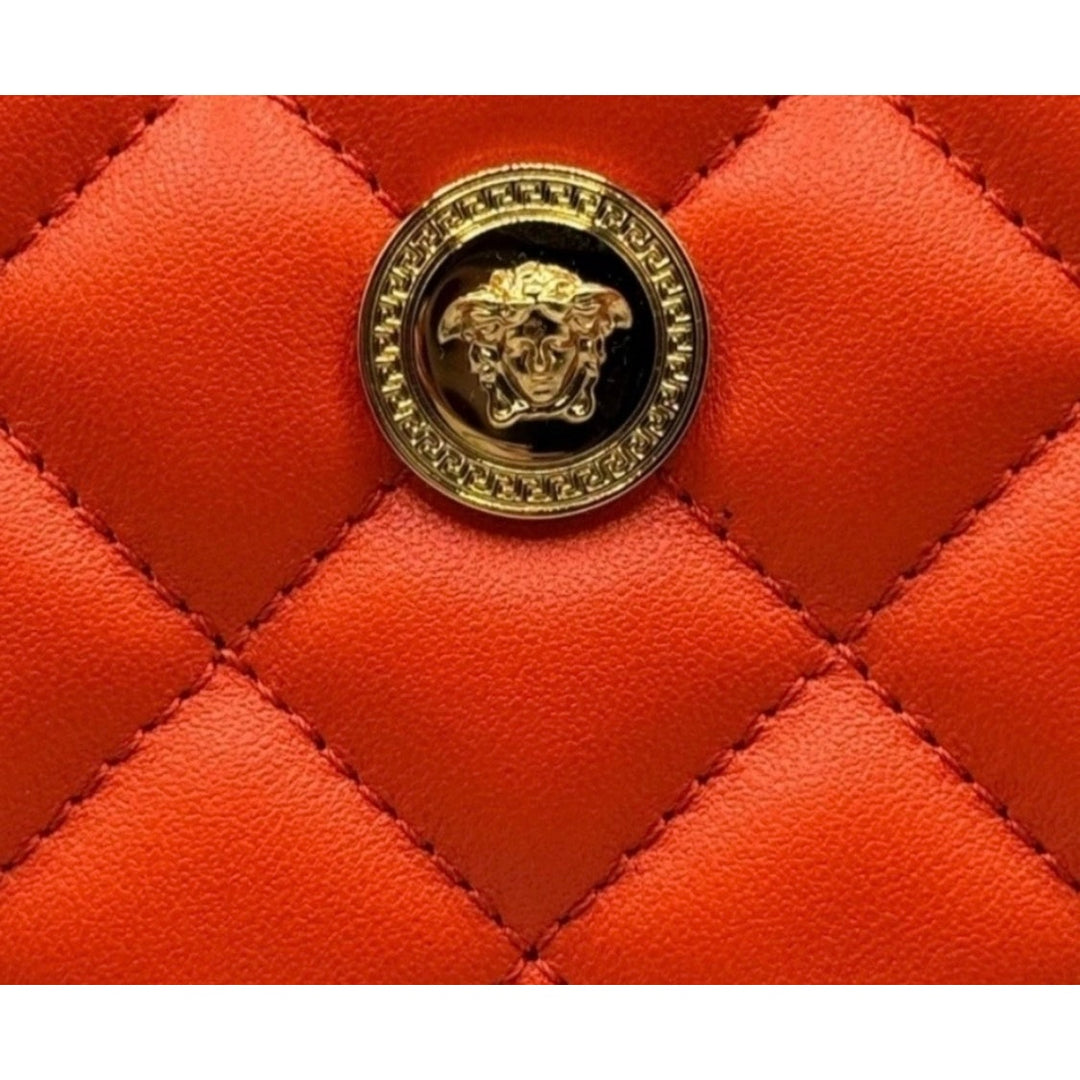 NEW Versace La Medusa Quilted Leather Clutch Zip Continental Wallet