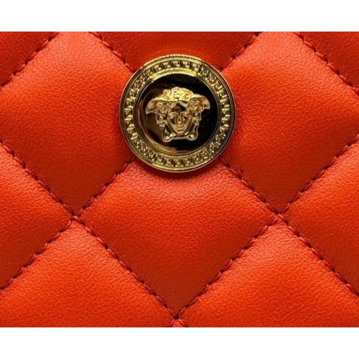 NEW Versace La Medusa Quilted Leather Clutch Zip Continental Wallet
