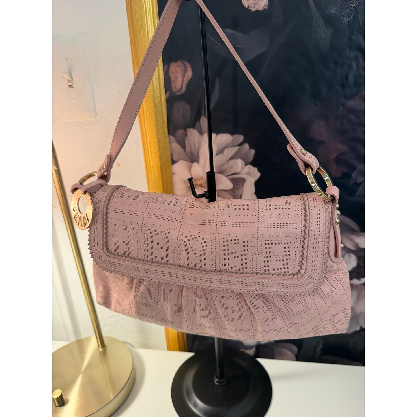 Fendi Leather Pink Peforated Chefs Bag - Pristine