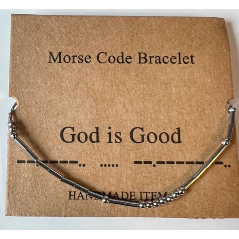 Morse Code “God is Good” Adjustable Bracelet Stainless Steel