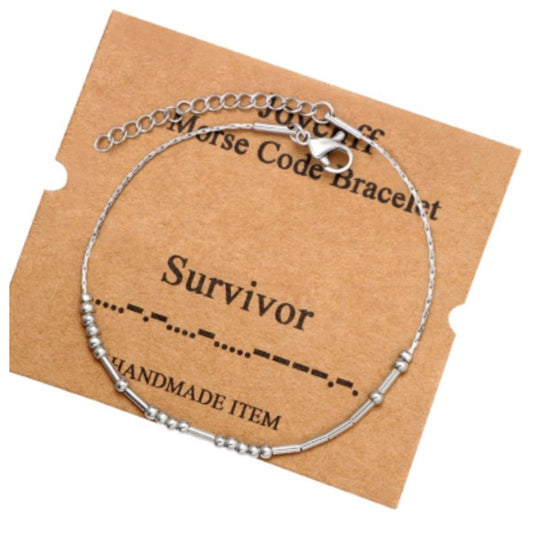 Morse Code “Survivor” Adjustable Bracelet Stainless Steel