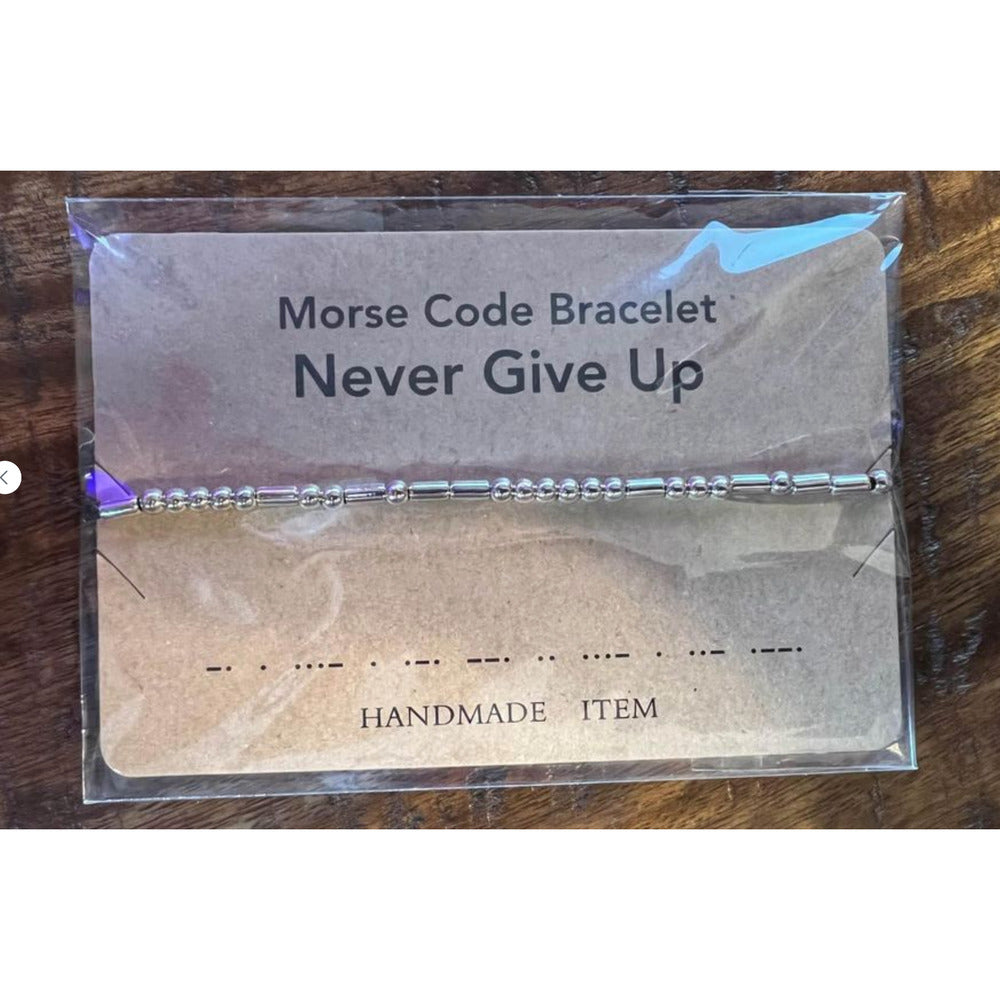 Bundle of two Morse Code “Never Give Up” Adjustable Bracelet