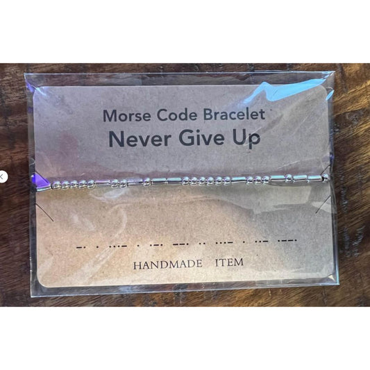 Bundle of two Morse Code “Never Give Up” Adjustable Bracelet