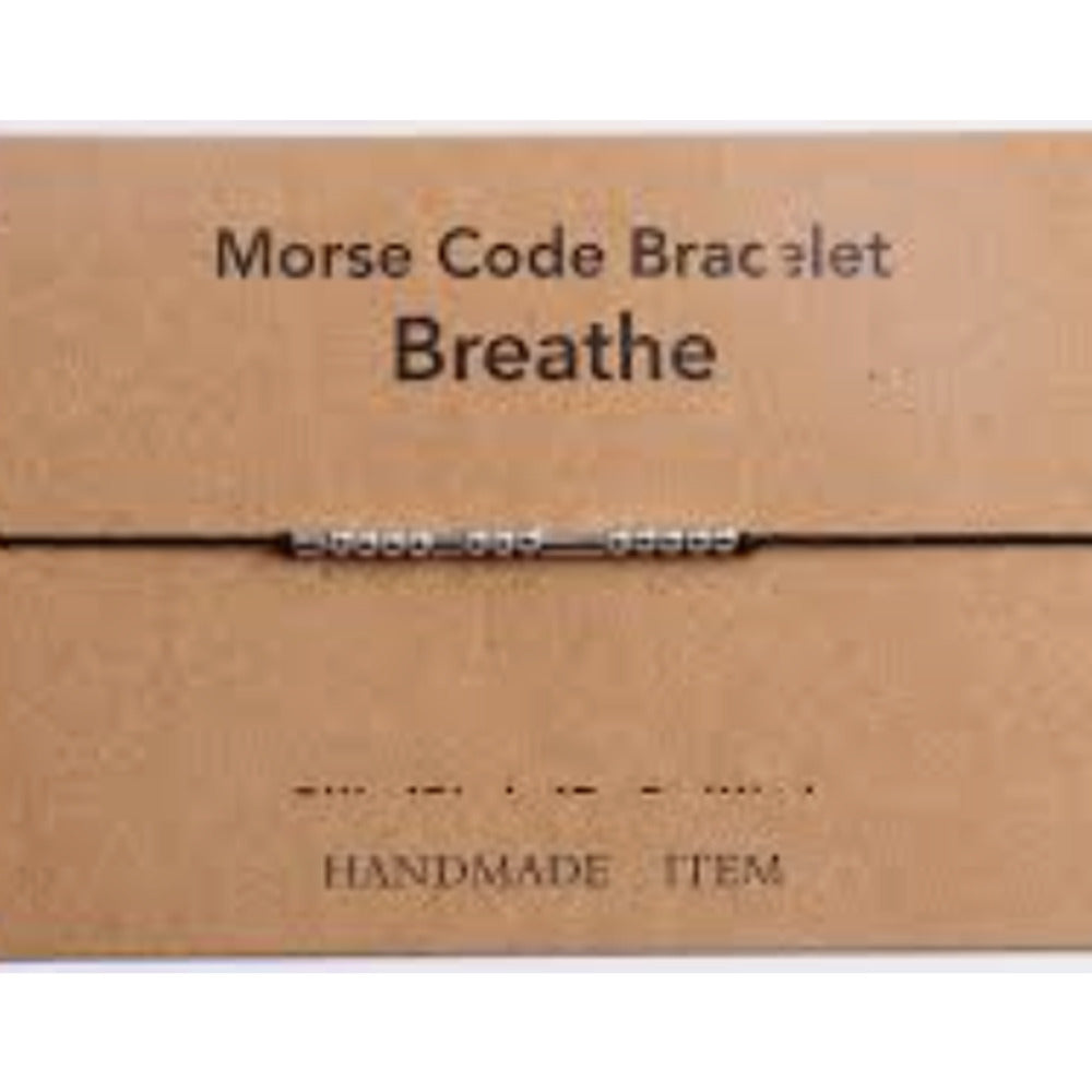 Morse Code Silver Plated Beaded BREATHE Bracelet