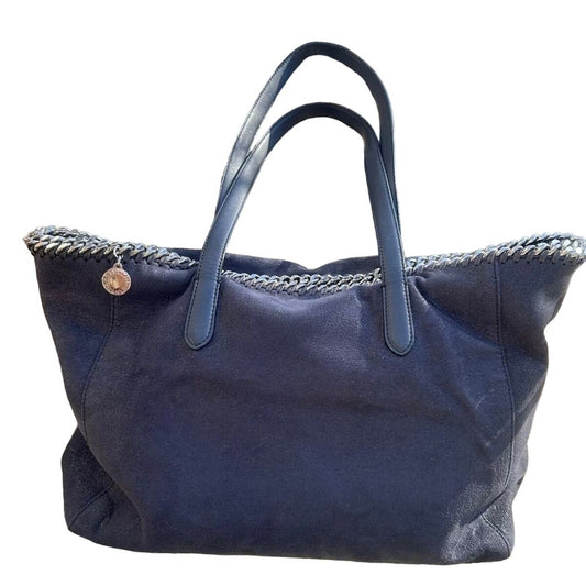 Stella McCartney Shaggy Deer East West Falabella Shopper Tote Navy Blue Pristine