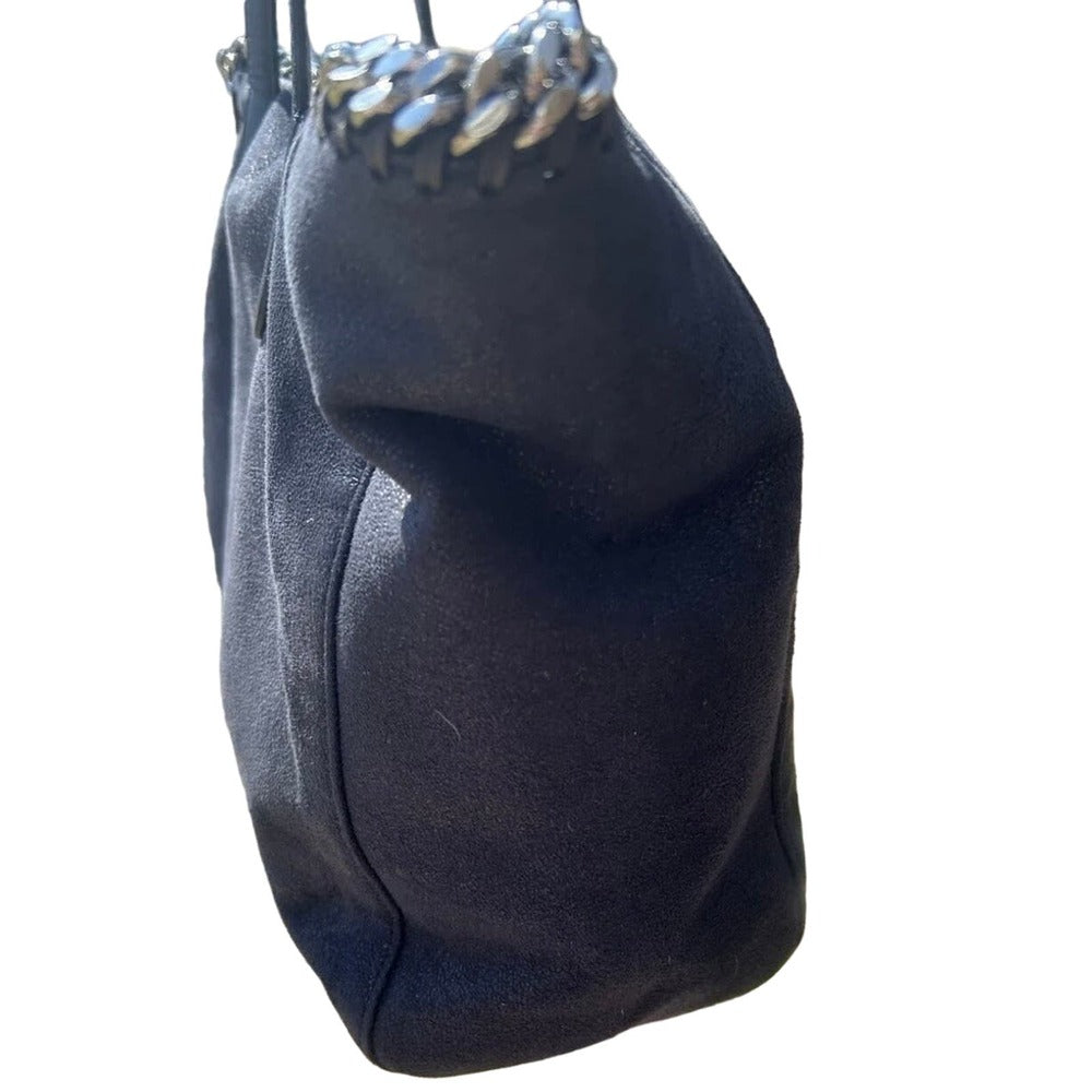 Stella McCartney Shaggy Deer East West Falabella Shopper Tote Navy Blue Pristine