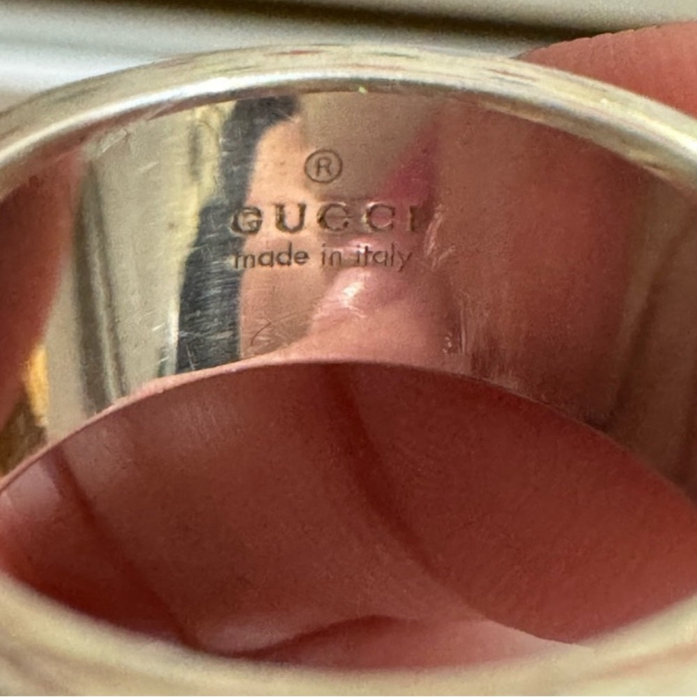 Gucci GG Silver 925 Logo Ring Size 5.25