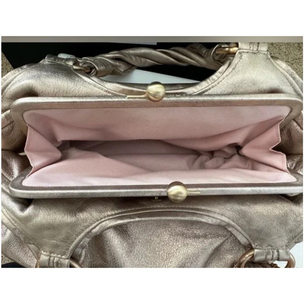 Vintage Coach Parker KISSLOCK  Metallic Pink Leather Champagne