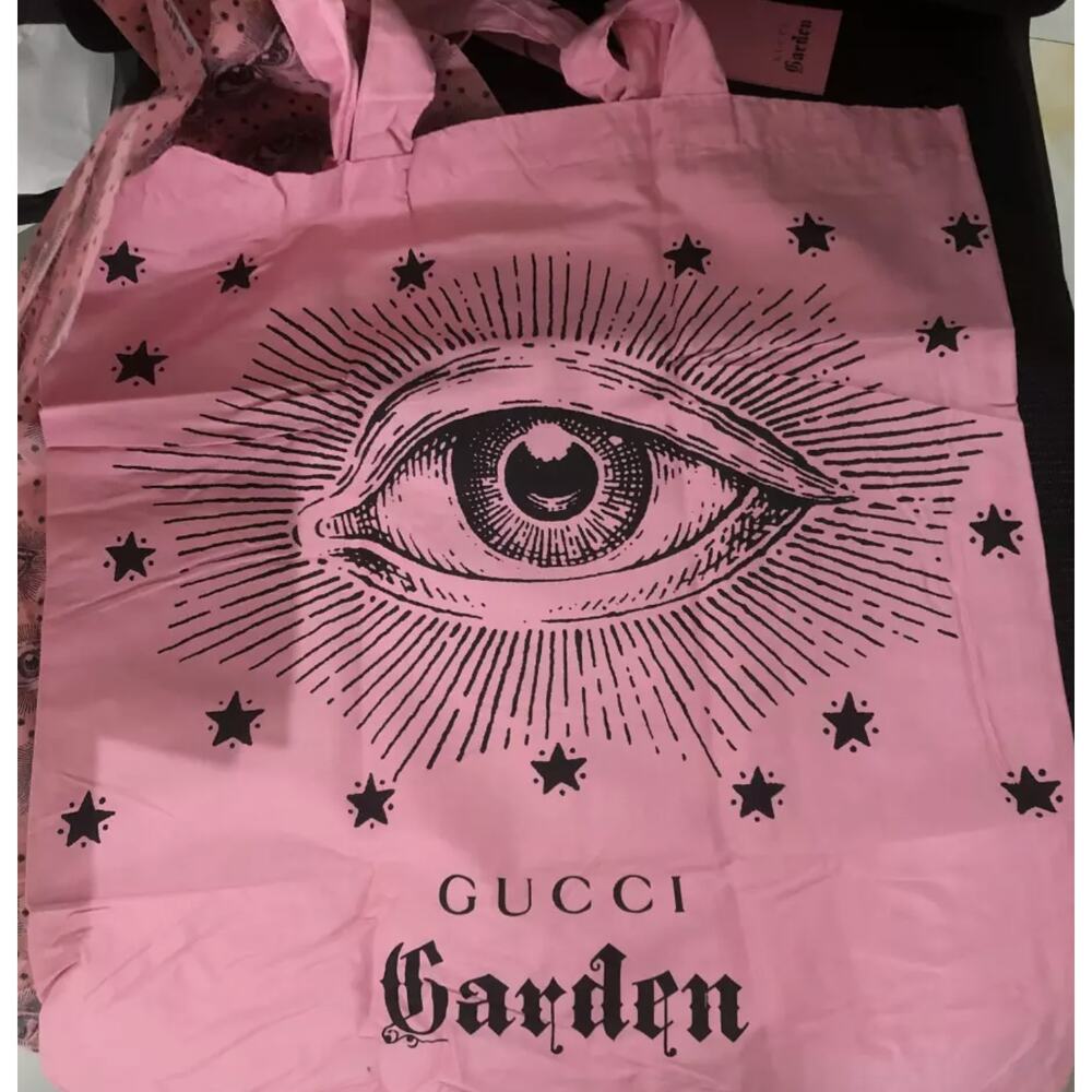 Gucci Novelty Tote Bag with Notebook with Garden Eye Gift Shopping Bag Pink