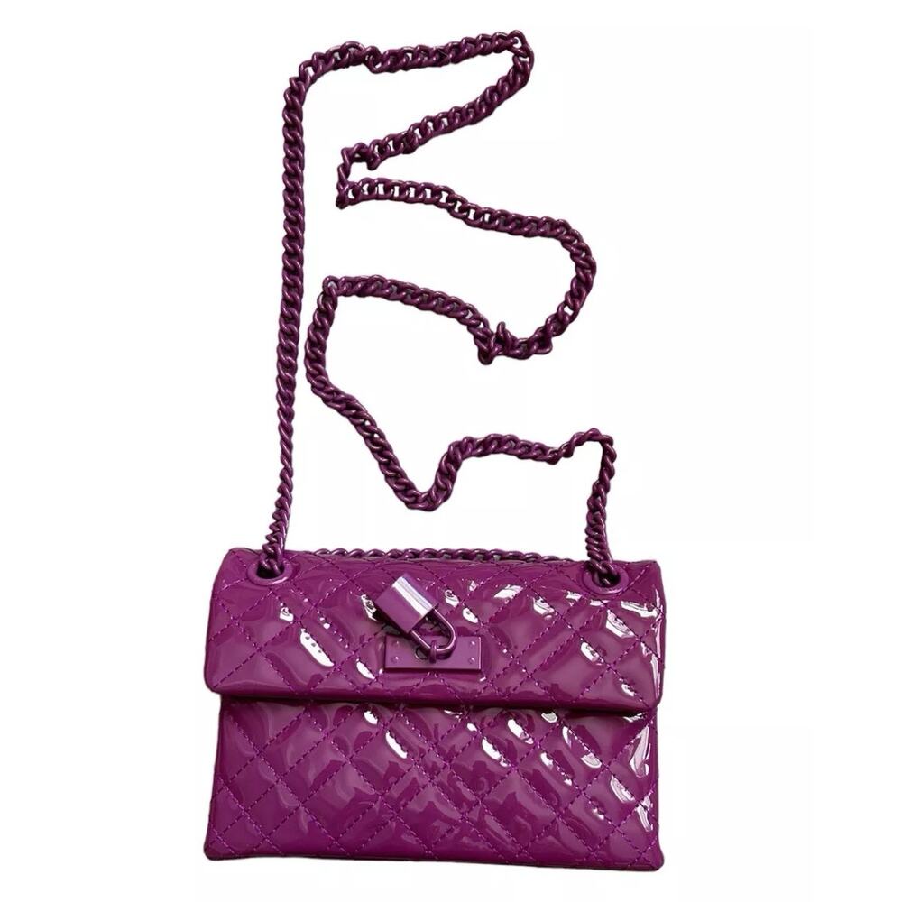 KURT GEIGER Mini Brixton Drench Purple Patent Leather Shoulder/Crossbody Bag