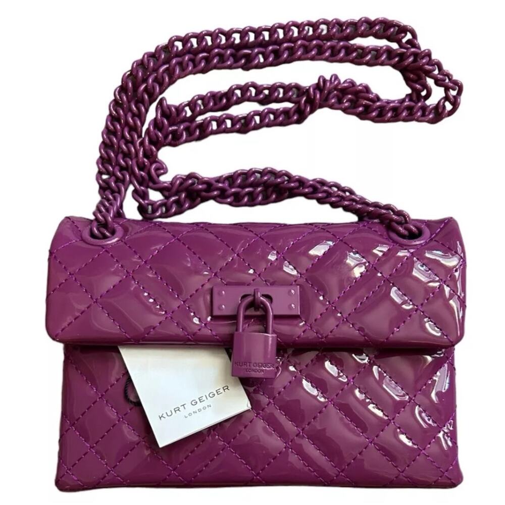 KURT GEIGER Mini Brixton Drench Purple Patent Leather Shoulder/Crossbody Bag