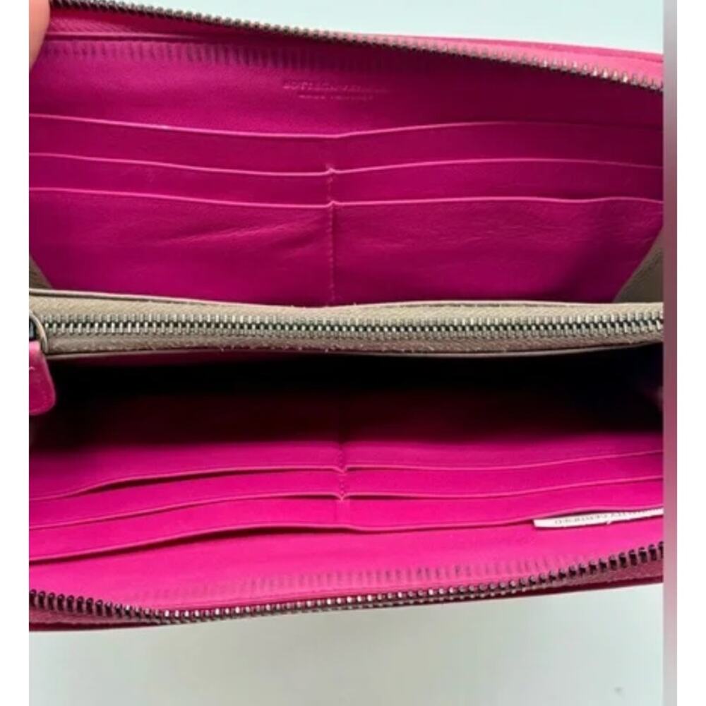 BOTTEGA VENETA Intrecciato Zip Around Long Wallet Pink Leather