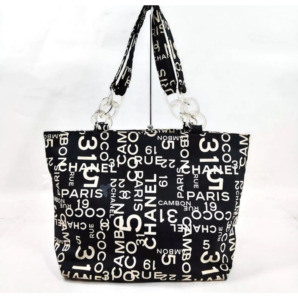 Chanel - "By Sea" - 31 Rue Cambon - Black Logo Canvas Tote Bag -PRISTINE