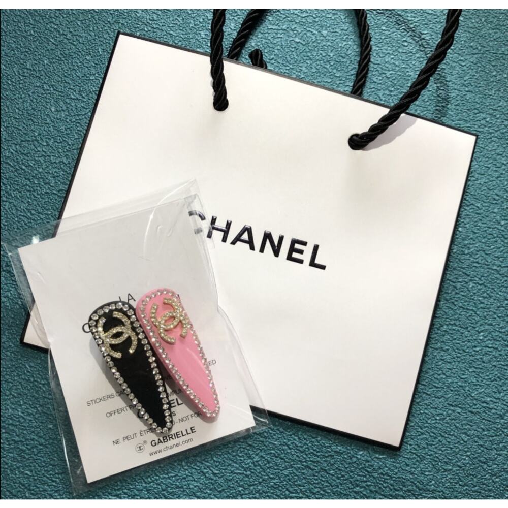 Chanel Hairpin LA Collection  Pink and Black Rhinestones